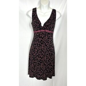 Vintage Y2K Babydoll Midi Dress‎ Dark Floral Romantic Fairy Grunge Size M USA